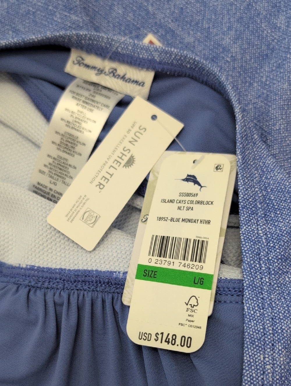 Tommy Bahama Island Cay Blue Halter Coverup Dress Pockets Padded Bust Large - Picture 7 of 16